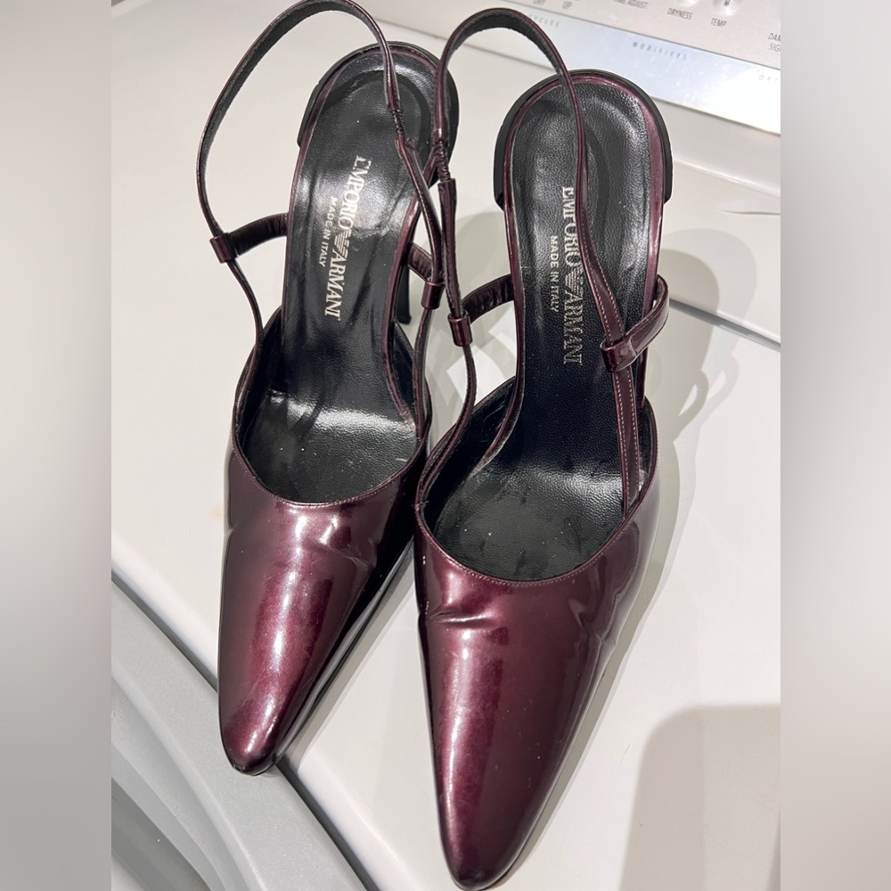 Wine Emporio Armani Sling Back Heel Sandals